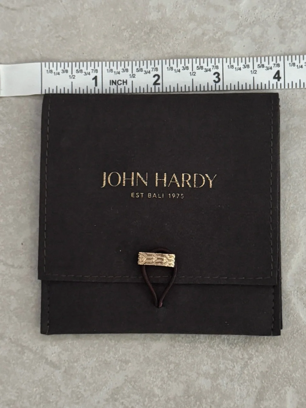 John Hardy Black Leather Jewelry Pouch with Gold Detail (4 x 4) - Picture 4 of 5